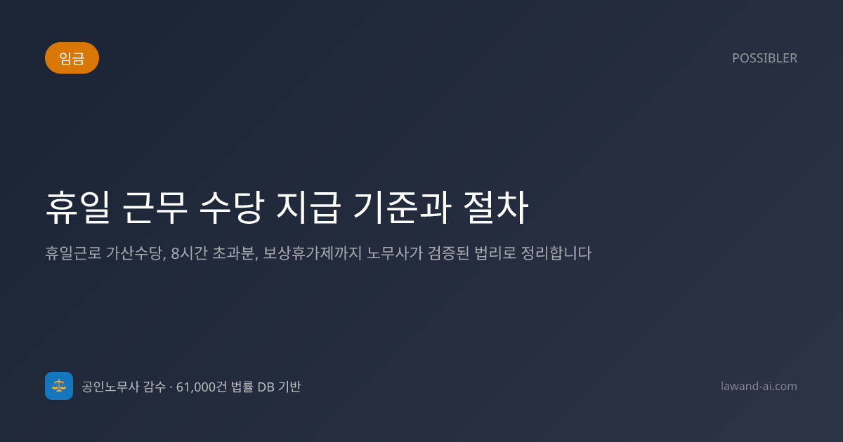 휴일 근무 수당 지급 기준과 절차