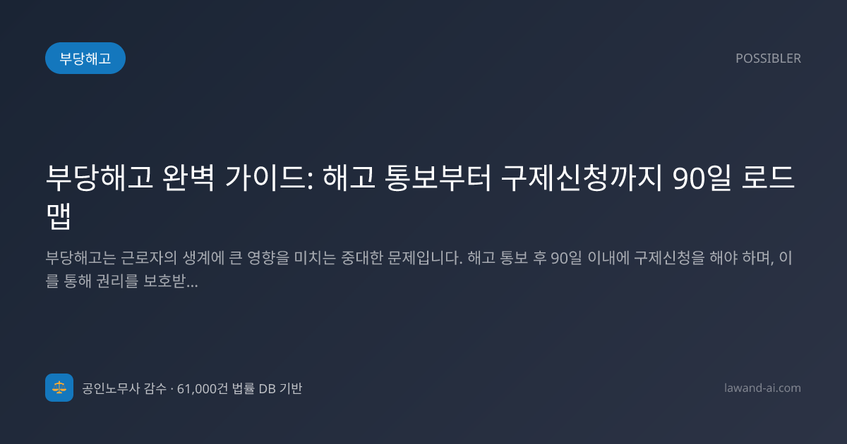 부당해고 완벽 가이드: 해고 통보부터 구제신청까지 90일 로드맵